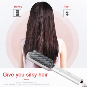 Professional Electric Hair Straightener Brush Heated Comb Straight & Curly Styling Tool - SS Smart Store