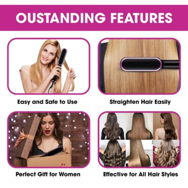 Professional Electric Hair Straightener Brush Heated Comb Straight & Curly Styling Tool - SS Smart Store