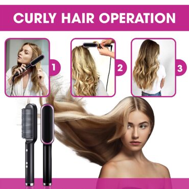 Professional Electric Hair Straightener Brush Heated Comb Straight & Curly Styling Tool - SS Smart Store