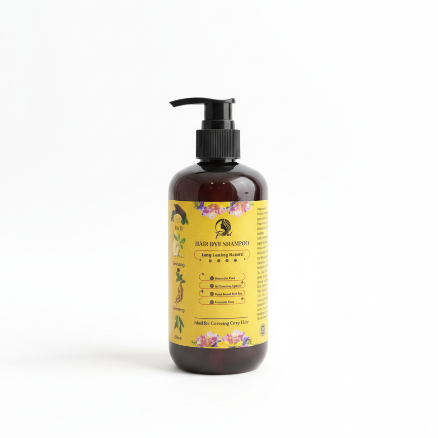 Floral hair dye shampoo from SS Smart Shop, showing vibrant floral design and the bottle with colorful packaging.