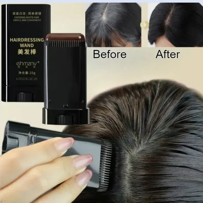 Gegemon Black Hair Wand instant root touch-up stick by SS Smart Shop, 16g, with black hair color application visible in image.