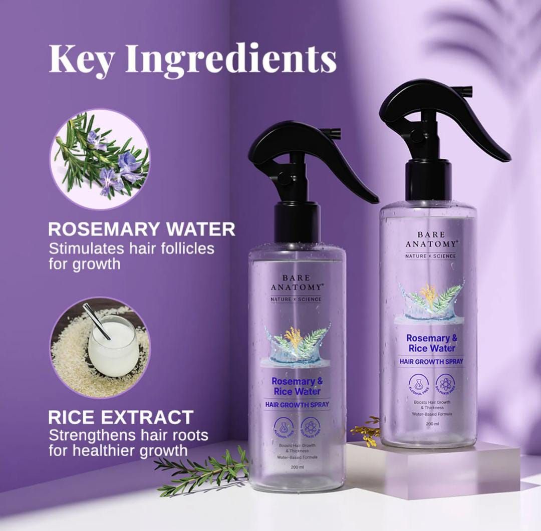 SS Smart Shop Hair Growth Spray in a 200ml bottle, featuring a spray nozzle and clear liquid inside.