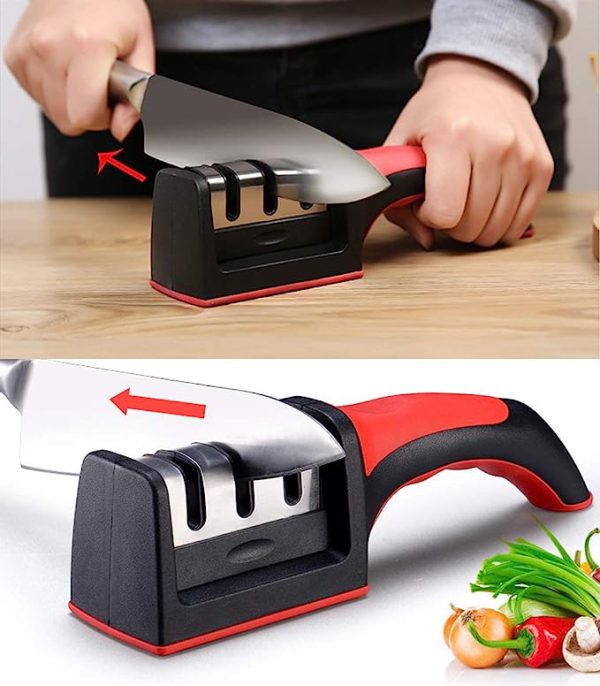 3-in-1 Knife Sharpener Set with Ceramic Peeler – 3-Stage Diamond Coated Sharpener for Kitchen, Fruit & Meat Knives - SS Smart Store