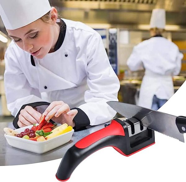 3-in-1 Knife Sharpener Set with Ceramic Peeler – 3-Stage Diamond Coated Sharpener for Kitchen, Fruit & Meat Knives - SS Smart Store