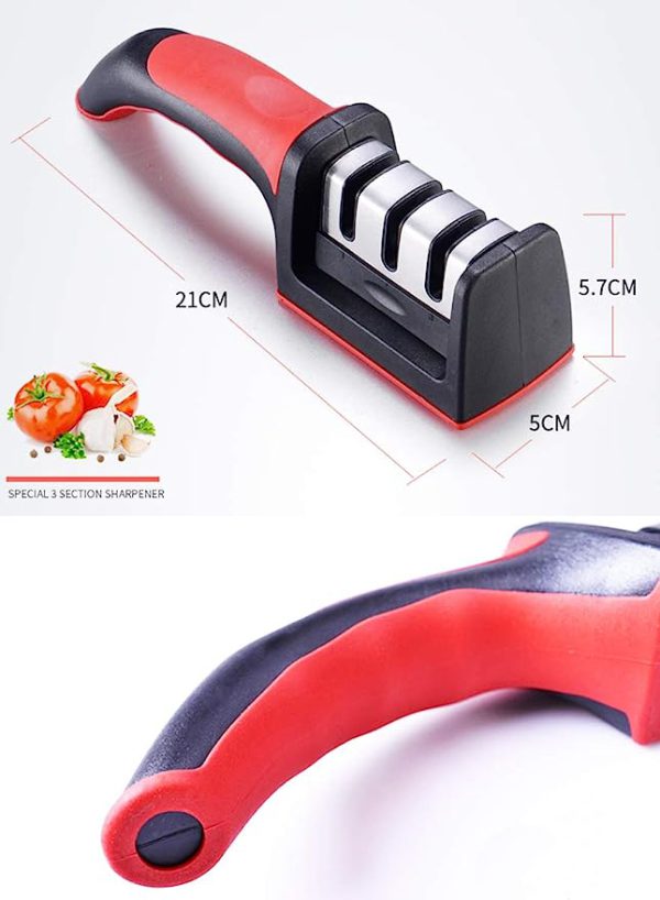 3-in-1 Knife Sharpener Set with Ceramic Peeler – 3-Stage Diamond Coated Sharpener for Kitchen, Fruit & Meat Knives - SS Smart Store