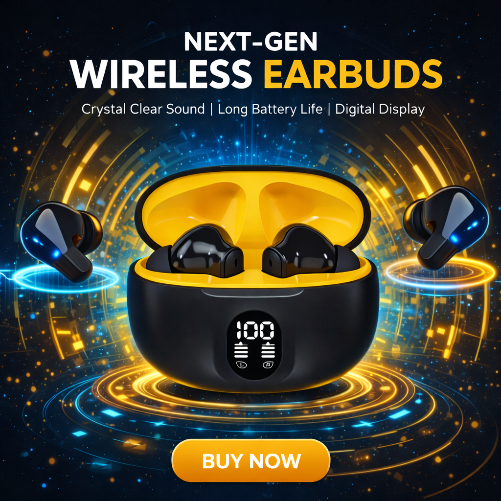 Stereo 895B Wireless Earphones – Bluetooth 5.4, Deep Bass, Waterproof, LCD Display, Long Battery - SS Smart Store