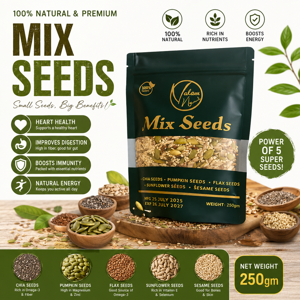 Premium Mix Seeds 250g – Chia, Flax, Pumpkin, Sunflower & Sesame