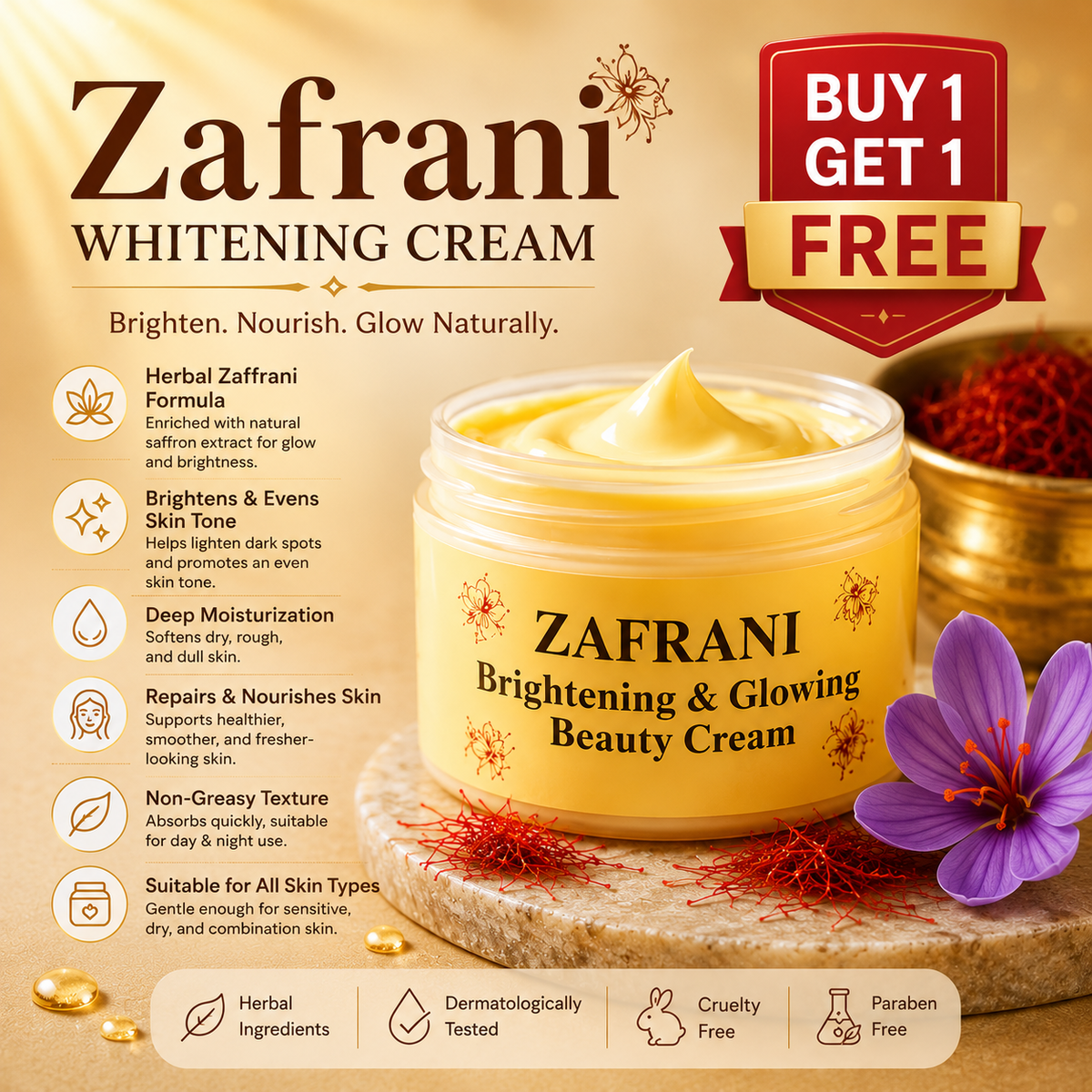 Zafrani Whitening Cream – Buy 1 Get 1 Free