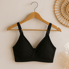 Black Sada Cotton Bra – Soft 3 Hook Support Bra For Women - SS Smart Store