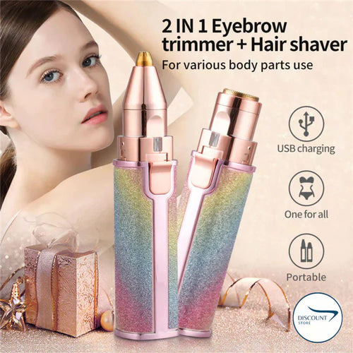 2-in-1 Rechargeable Eyebrow Trimmer & Facial Hair Shaver - Portable USB Charging, Multi-Use for Face and Body Grooming - SS Smart Store