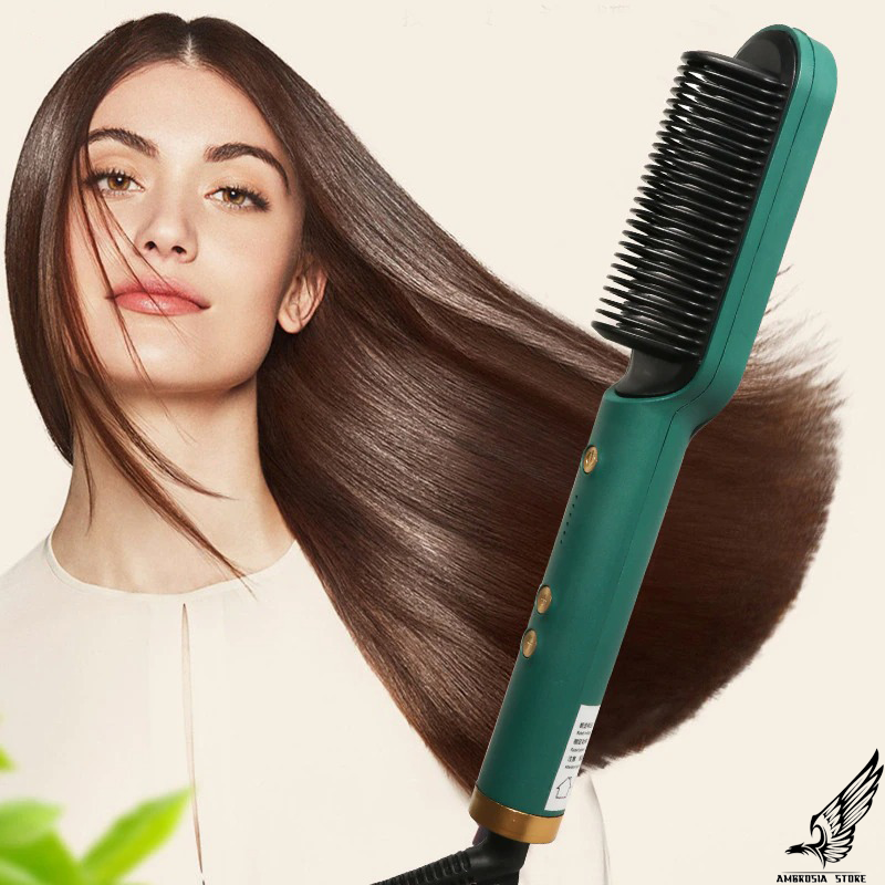 Professional Electric Hair Straightener Brush Heated Comb Straight & Curly Styling Tool - SS Smart Store