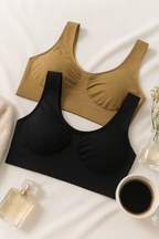 Women’s Lycra Sports Bra Set – Black & Skin | Ideal For Gym, Yoga & Daily Comfort (pack Of 2) - SS Smart Store