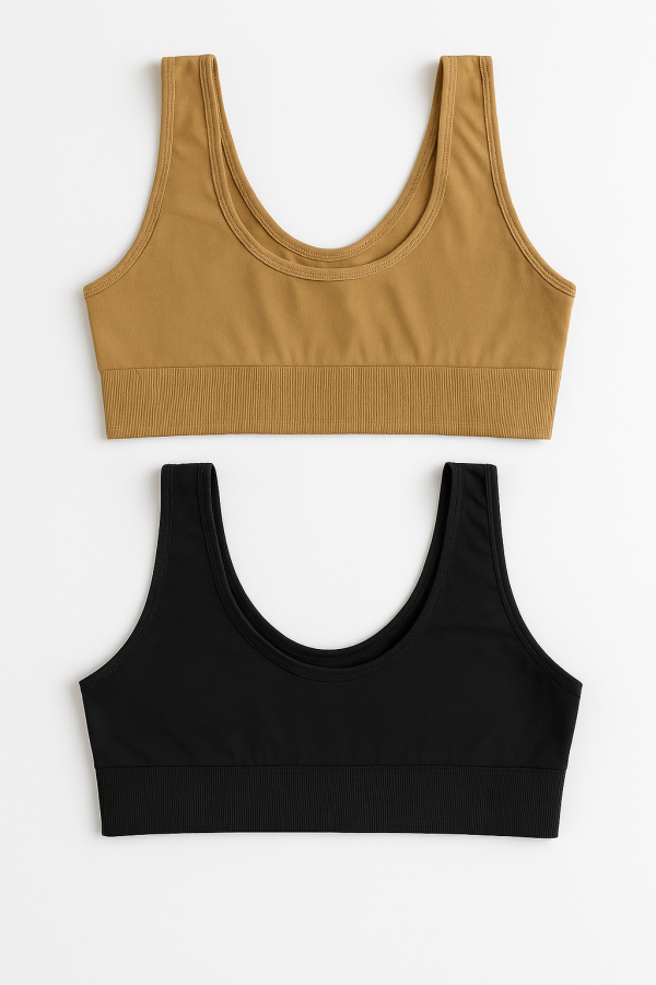 Women’s Lycra Sports Bra Set – Black & Skin | Ideal For Gym, Yoga & Daily Comfort (pack Of 2) - SS Smart Store