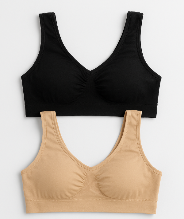 Women’s Lycra Sports Bra Set – Black & Skin | Ideal For Gym, Yoga & Daily Comfort (pack Of 2) - SS Smart Store